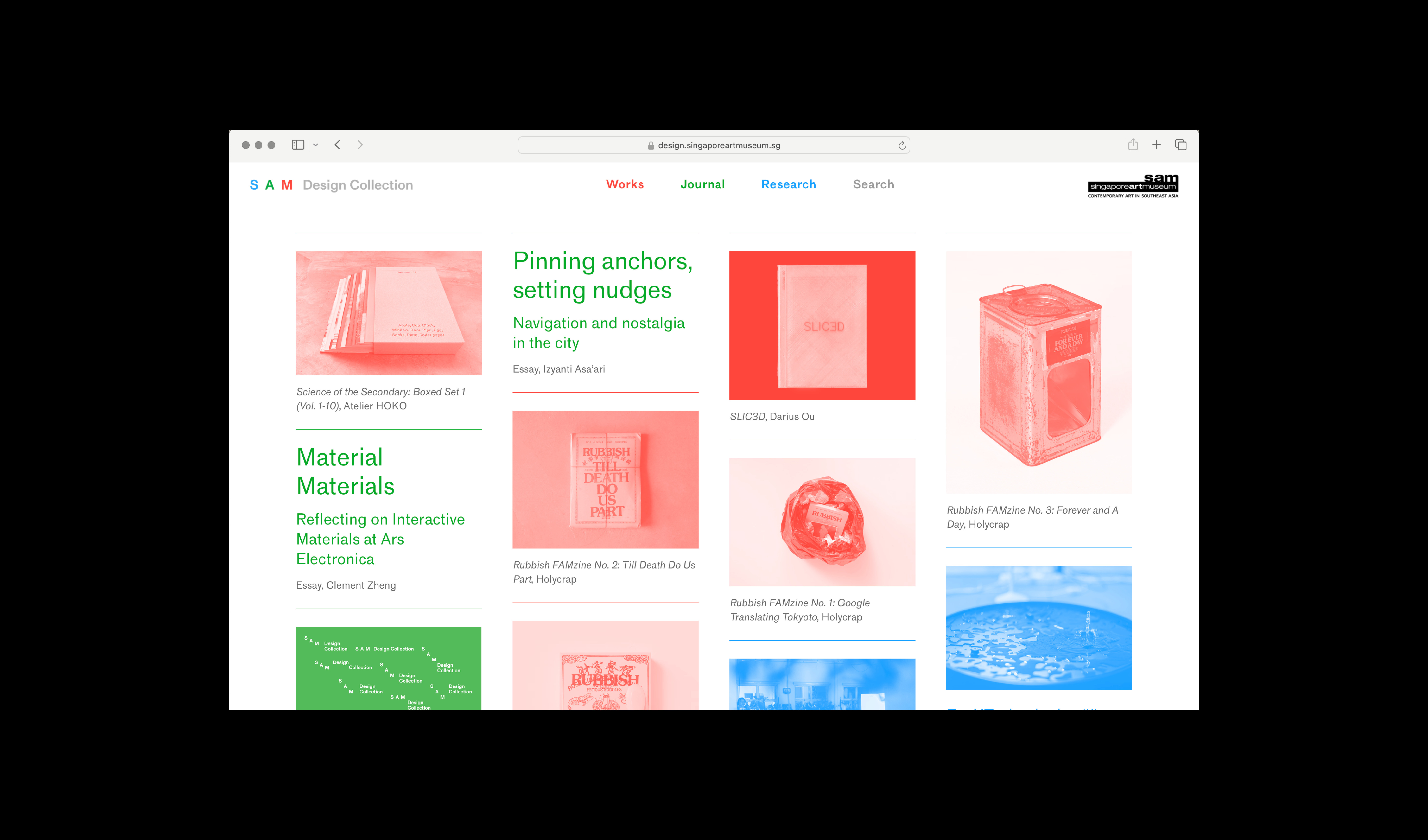 869 SAM Design Collection (website), for Singapore Art Museum